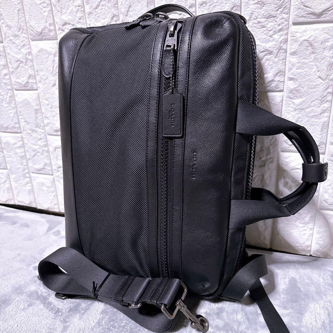 【未使用】coach ビジネスバッグ 3way キャンバス レザー 黒 メンズ