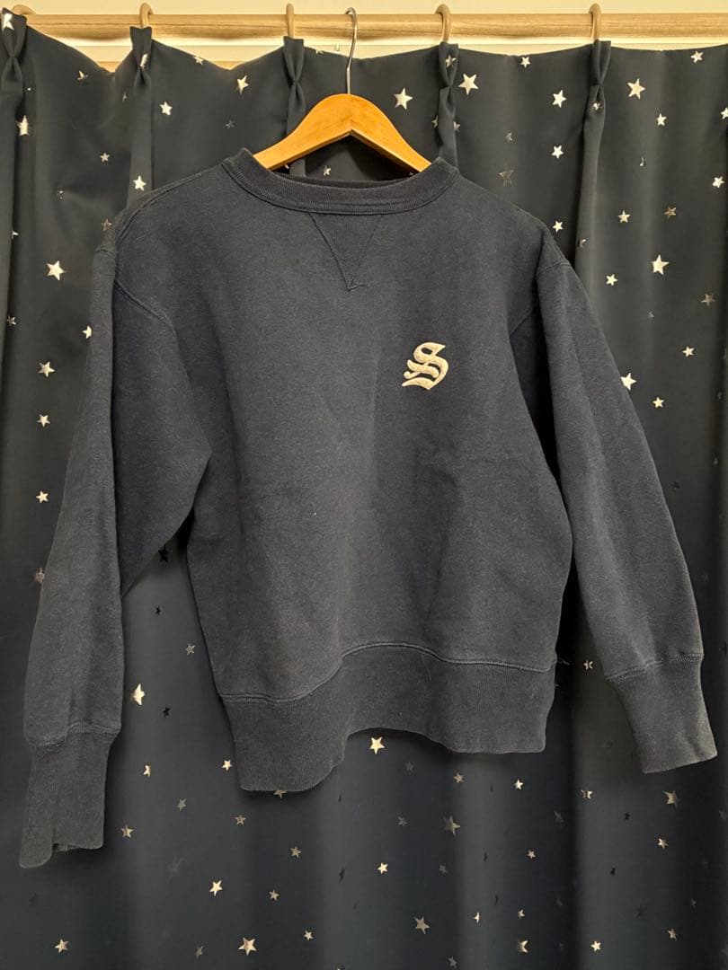 90s OLD STUSSY 両Vスウェット フェード ネイビー 黒タグ期