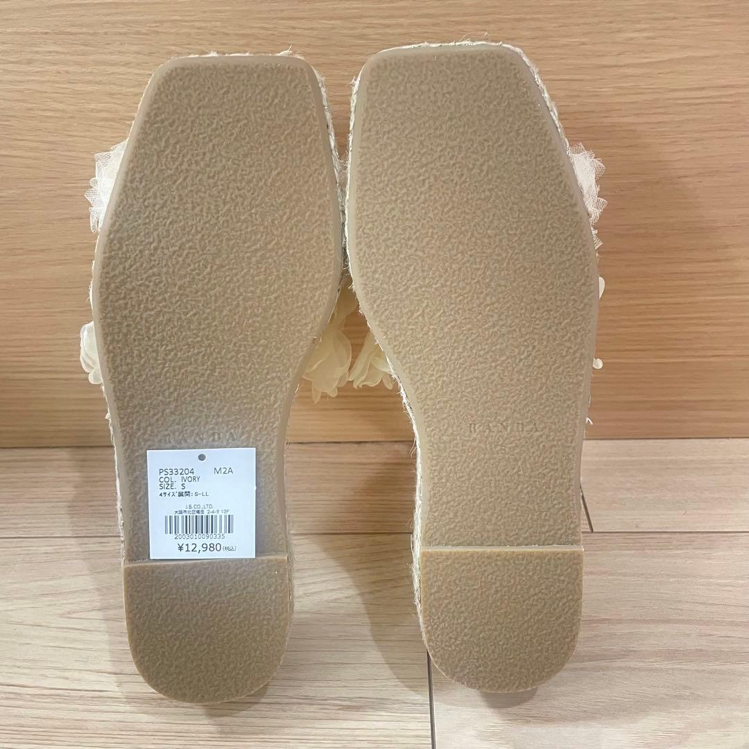 RANDA シフォンフラワーミュールサンダル　即購入ok⭐︎