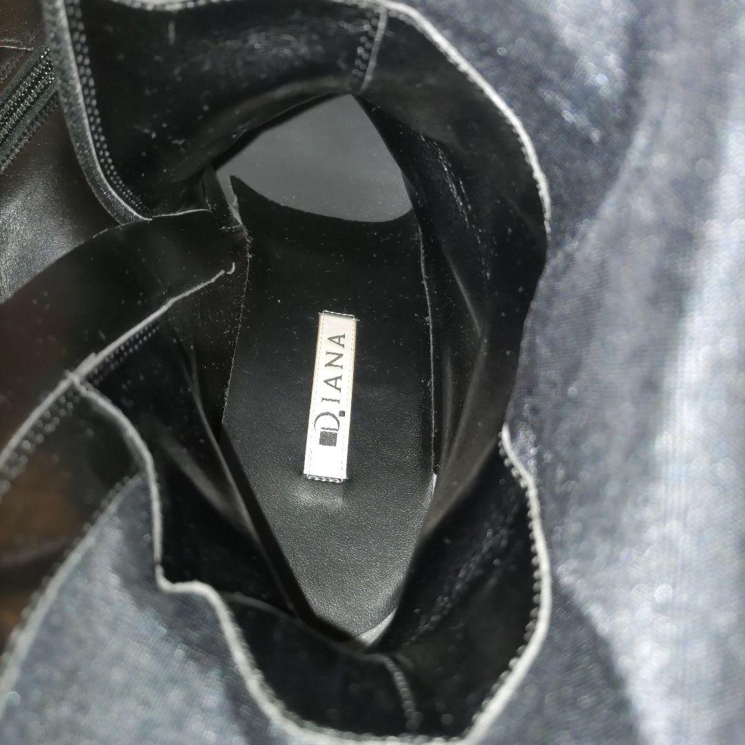 銀座ダイアナ　本革　ロングブーツ　UL　人気完売モデル　黒　24.5　美脚ブーツ