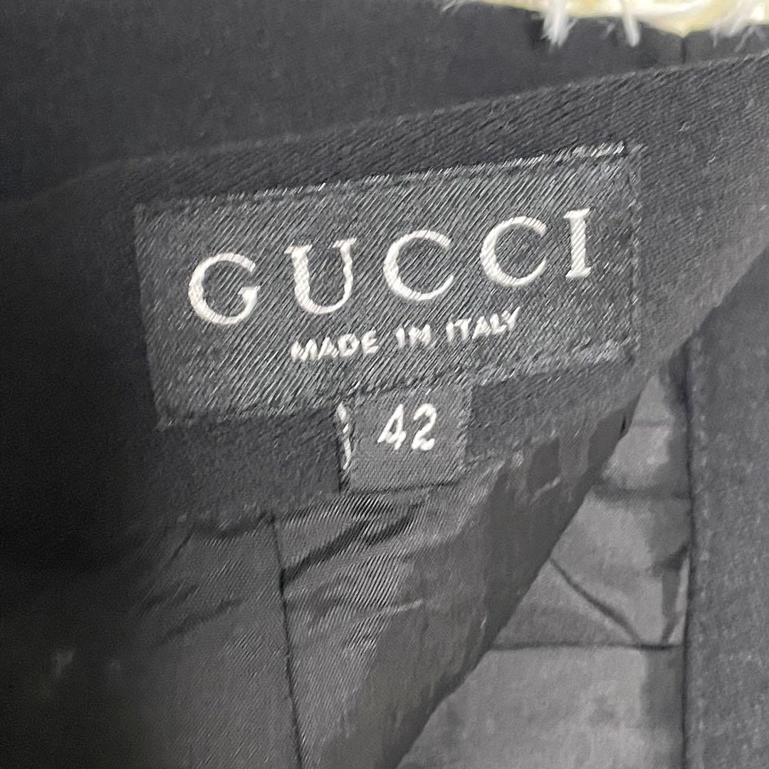 美品 GUCCI ダブル 金ボタン スカート セットアップ レディース42 黒