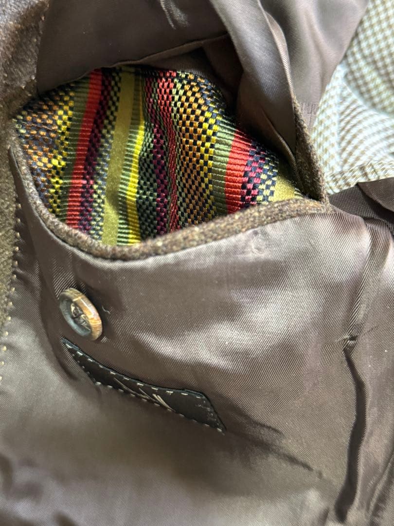 DUNHILL ダンヒル カシミヤ ウールチェック柄 テーラードジャケット 48