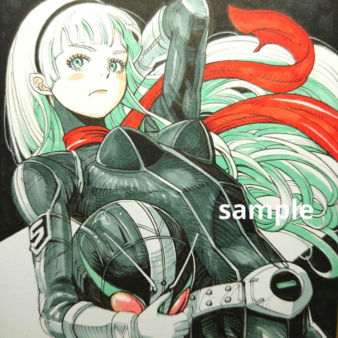 【手描きイラスト 069】オリジナル原画色紙 コピック 「ガールズライダー」