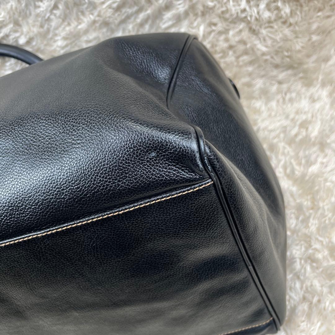 良品 dunhill 大容量 ボストンバッグ ゴールド金具 ブラック レザー