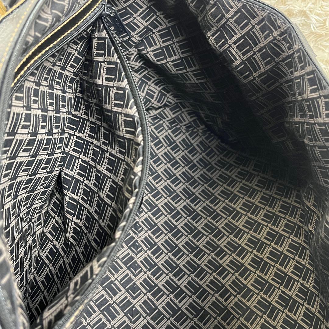 良品 dunhill 大容量 ボストンバッグ ゴールド金具 ブラック レザー