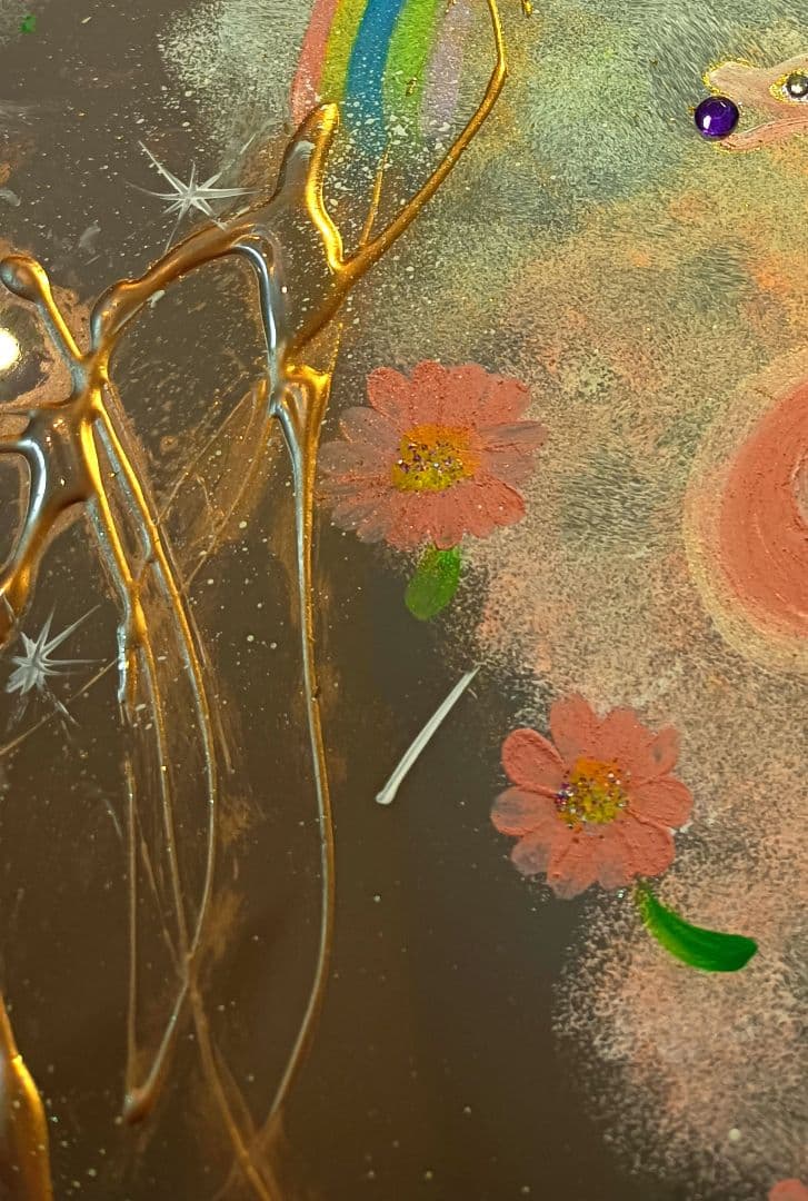 開運絵画　❀アクリルＡ4size額付き絵画❀華