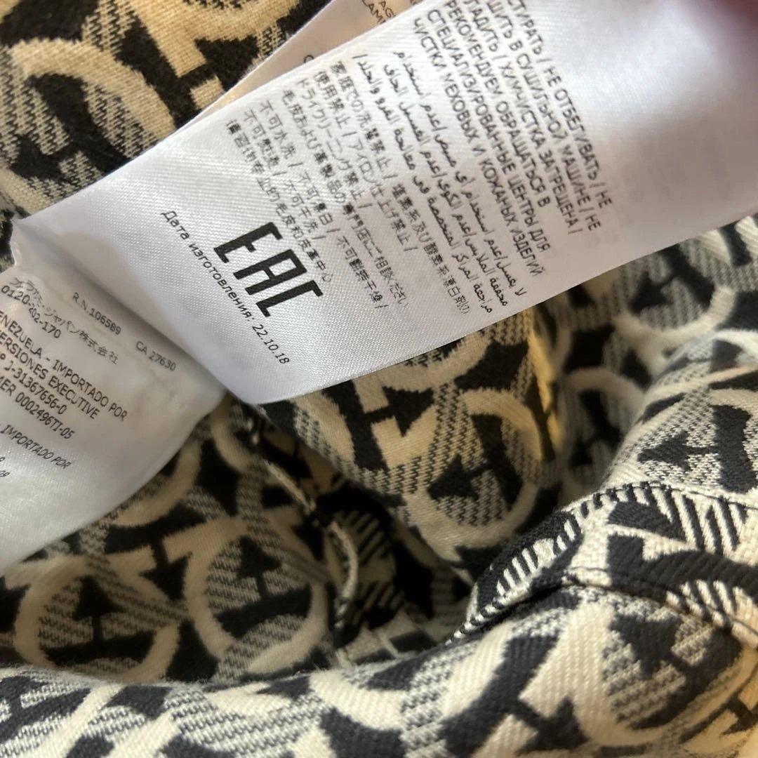 美品　フェラガモ幾何学模様 （ガンチーニ）タイトスカート ラム革ベルト風付き