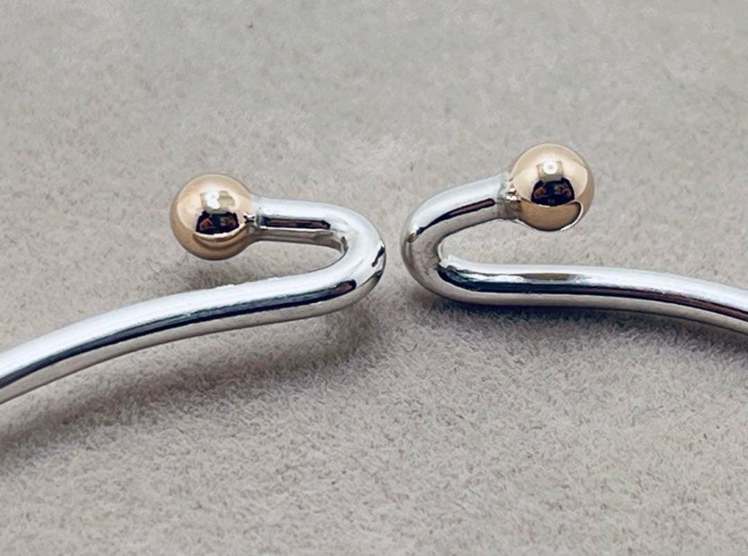 c225 オールドティファニー　ダブルフック　バングル　k14 シルバー　925