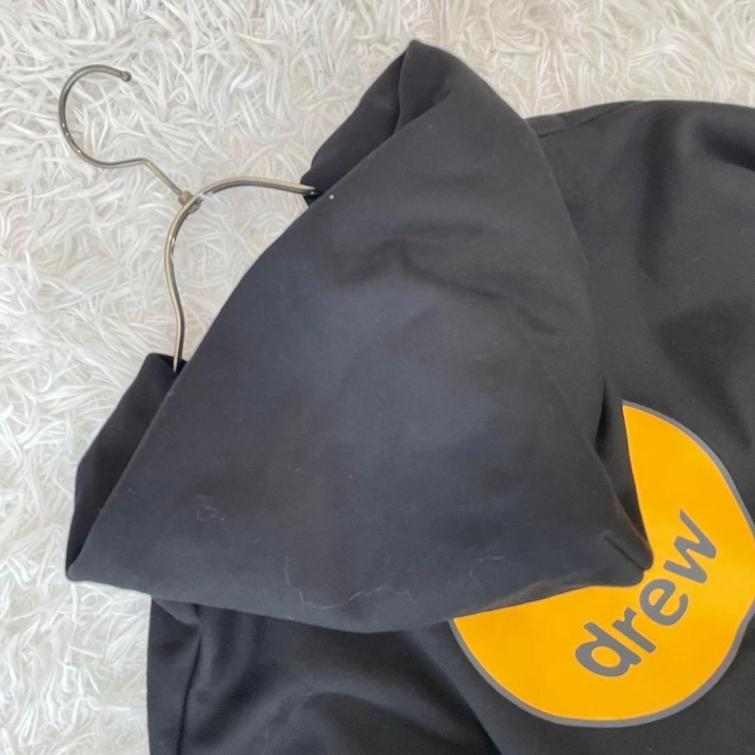 美品drew house フーディー パーカー Lニコちゃんロゴバックプリント黒