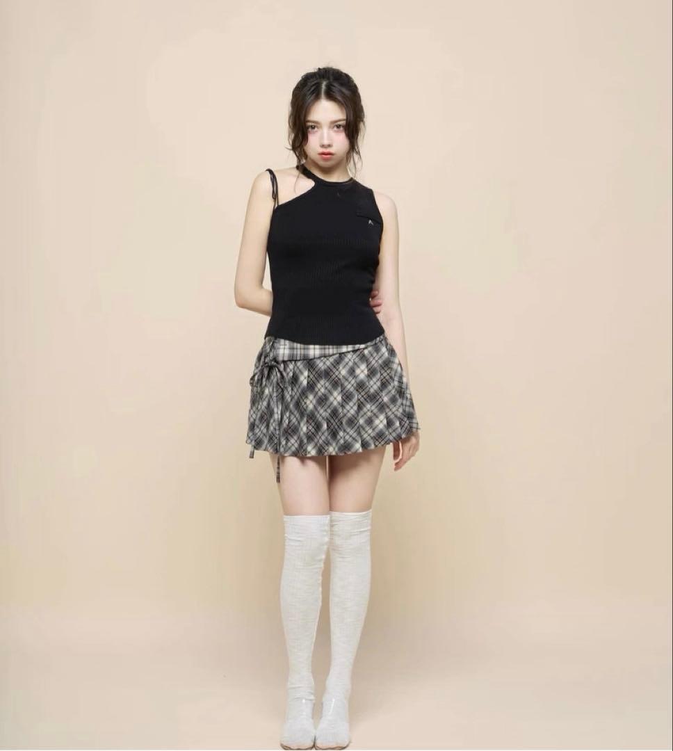 Jade highwaist mini skirt check 新品　S