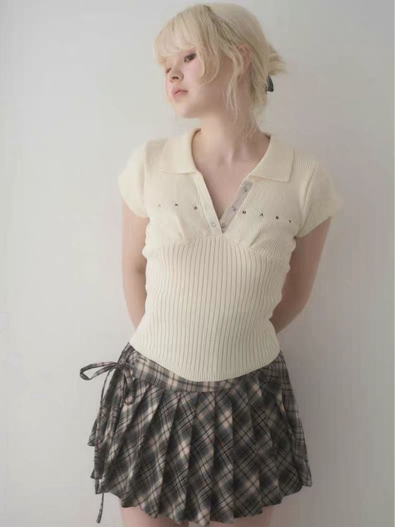 Jade highwaist mini skirt check 新品　S