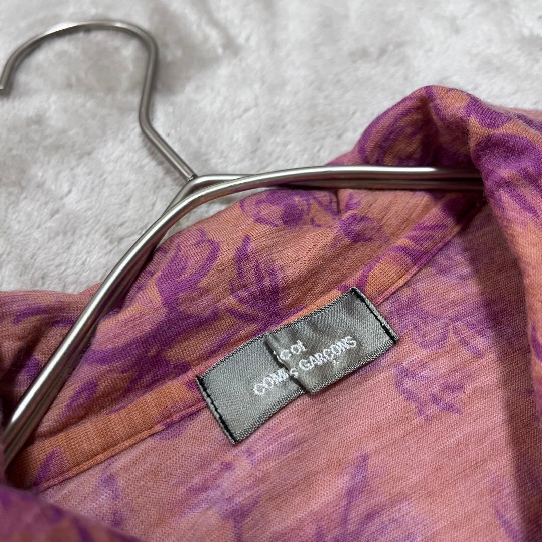 美品　トリコ コムデギャルソン　丸襟　花柄　ニットブラウス　ウール　縮絨