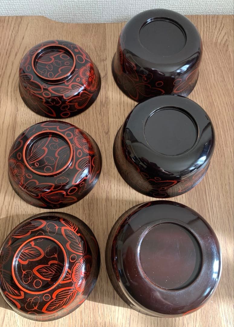 吉野塗　時代物　木芙蓉文のお椀3客　検懐石道具吉野塗　飯碗　吸物椀　珍品　蓋皿