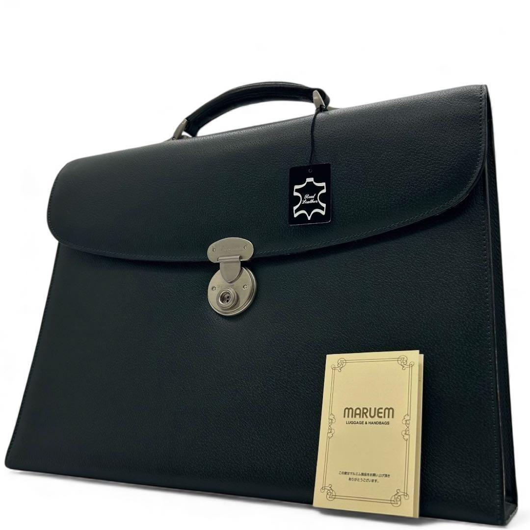 【極美品】　アクアスキュータム　ビジネスバッグ　オールレザー　濃緑　A4　自立