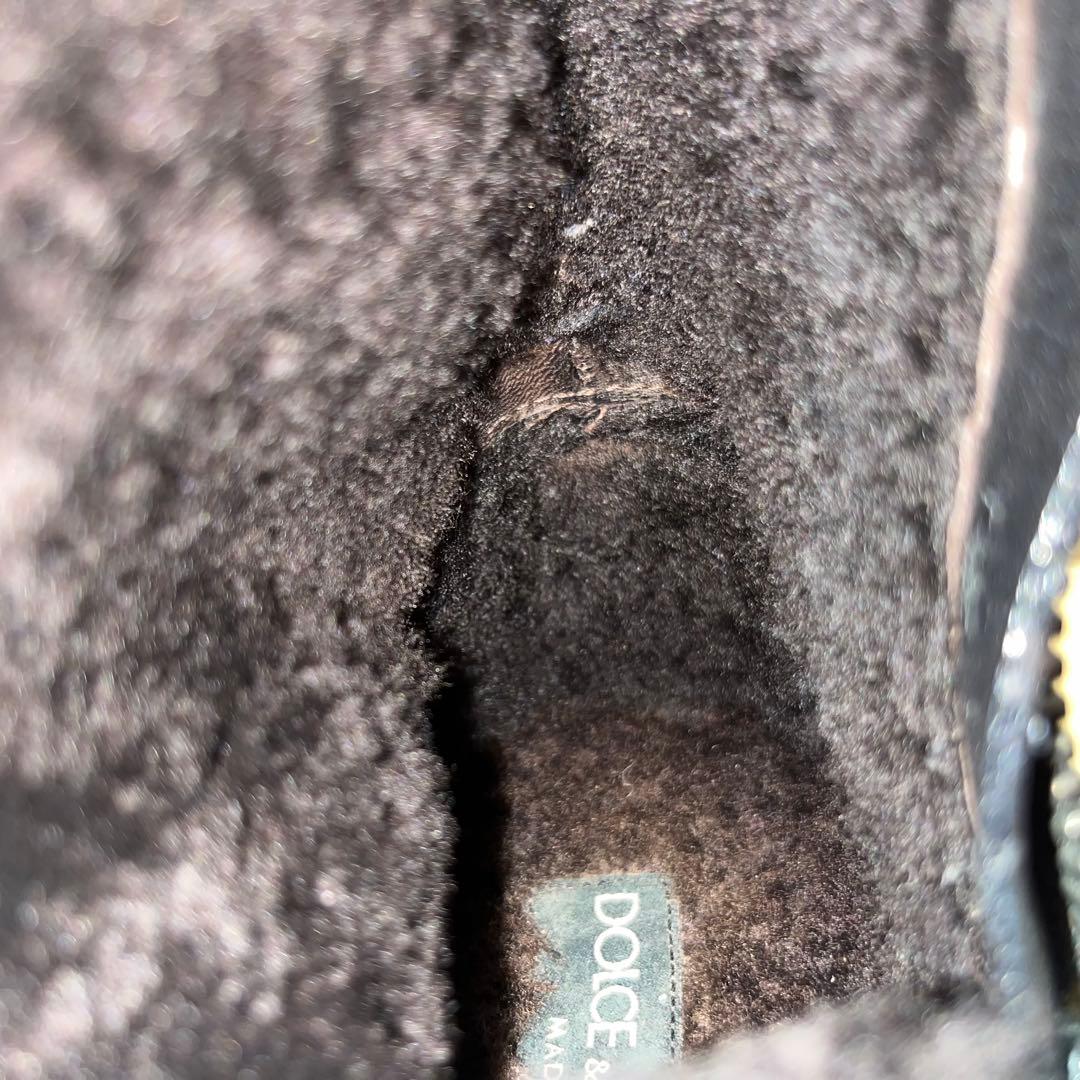 おっすおらクリリン D&G ドルガバ レザー　ムートン　ブーツ 8.5 黒