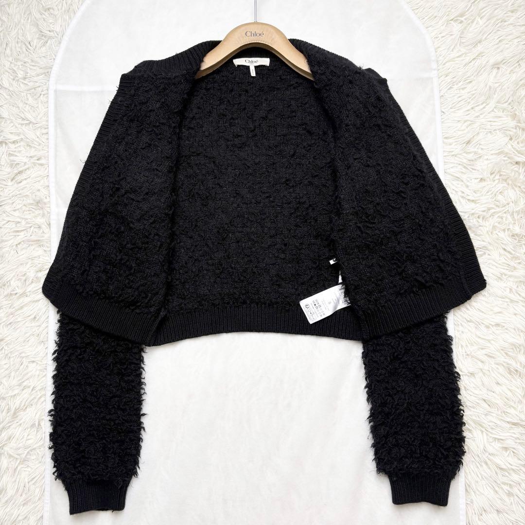 Chloé 25SS モヘア カシミヤ混 クロップド丈 カーディガン 金ボタン