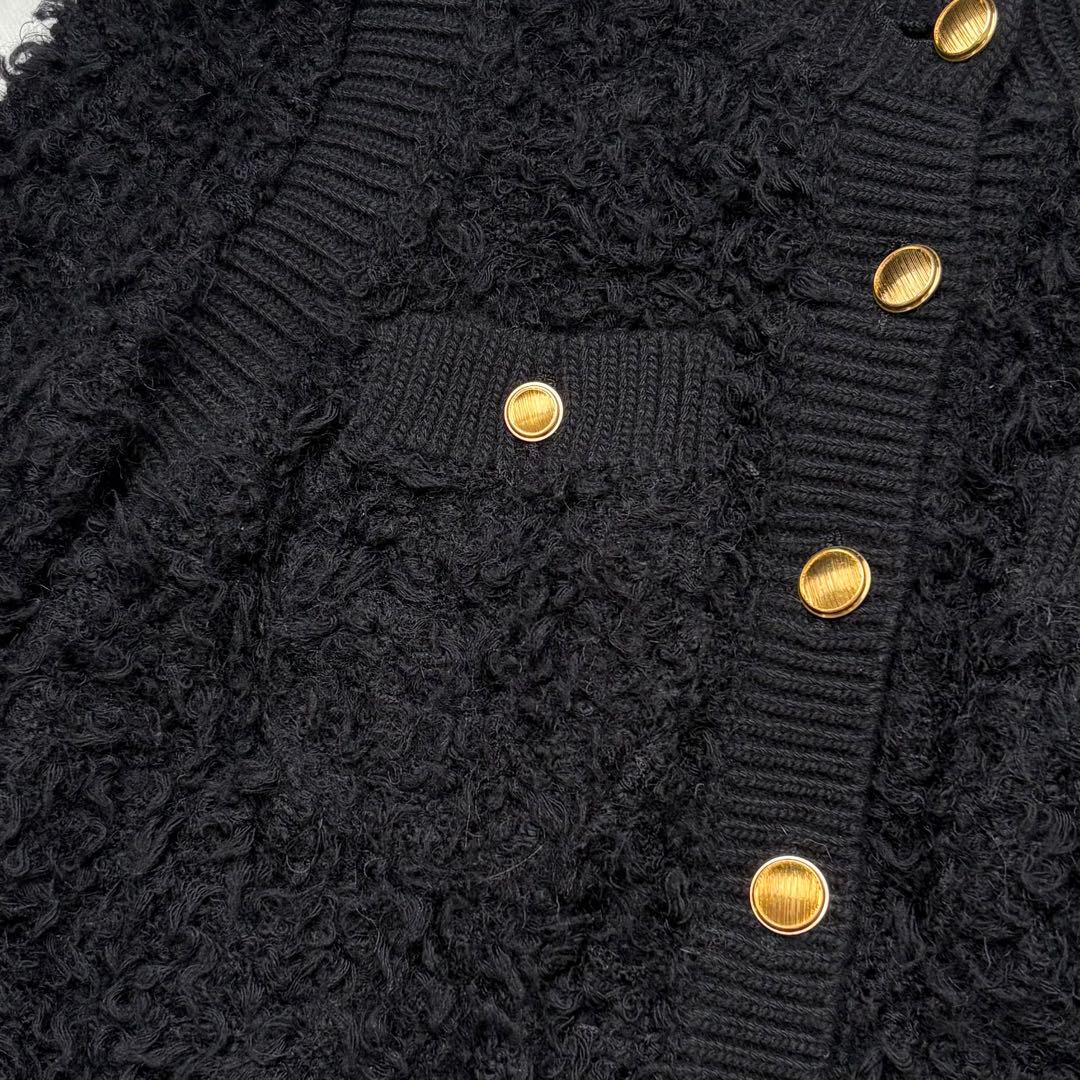 Chloé 25SS モヘア カシミヤ混 クロップド丈 カーディガン 金ボタン