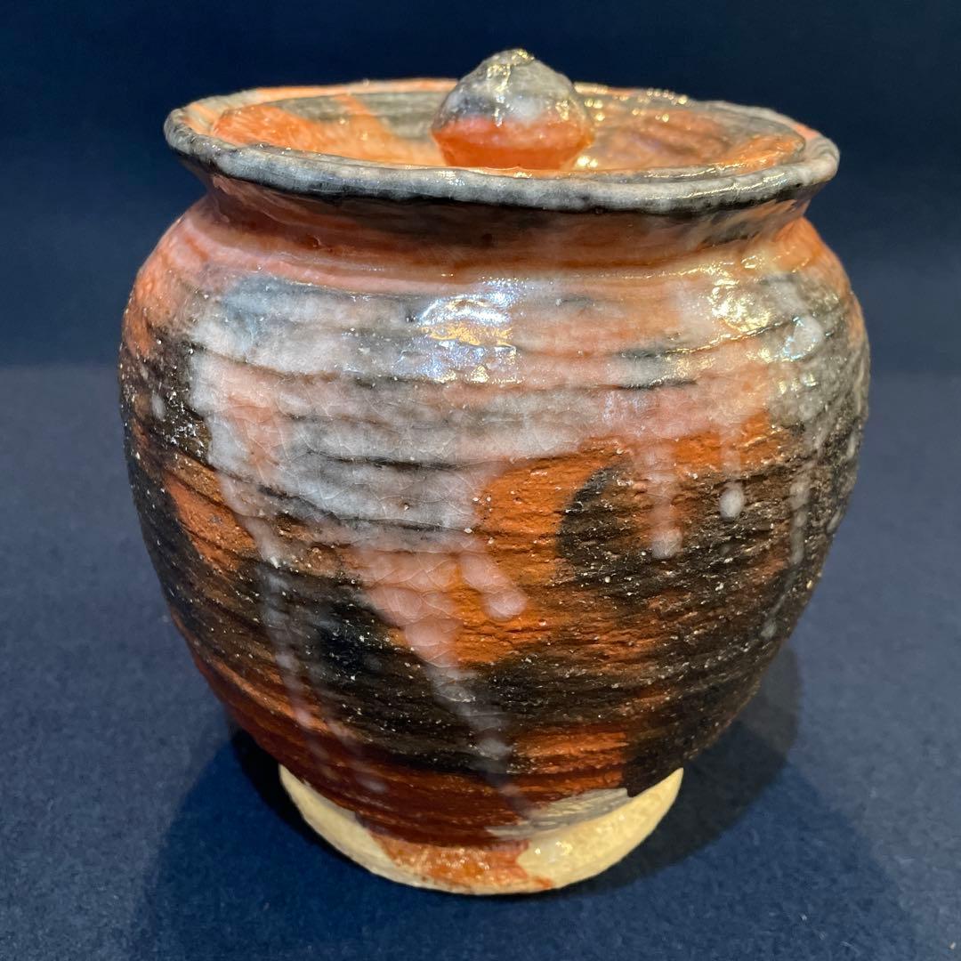 茶道具【吉村 楽入】(造)の『赤楽 種壷 水指』共箱　※美品【吉村 重生】水指