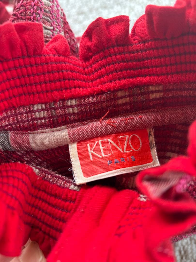 専用 KENZO　ワンピース 赤と白のチェック柄長袖ワンピース