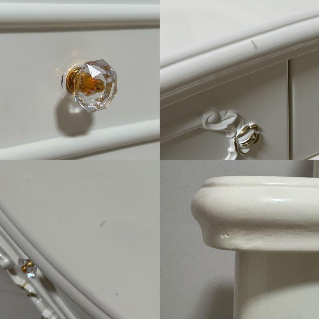 LEDミラー付きロココ調アンティーク可愛いドレッサー化粧台 横幅100cm