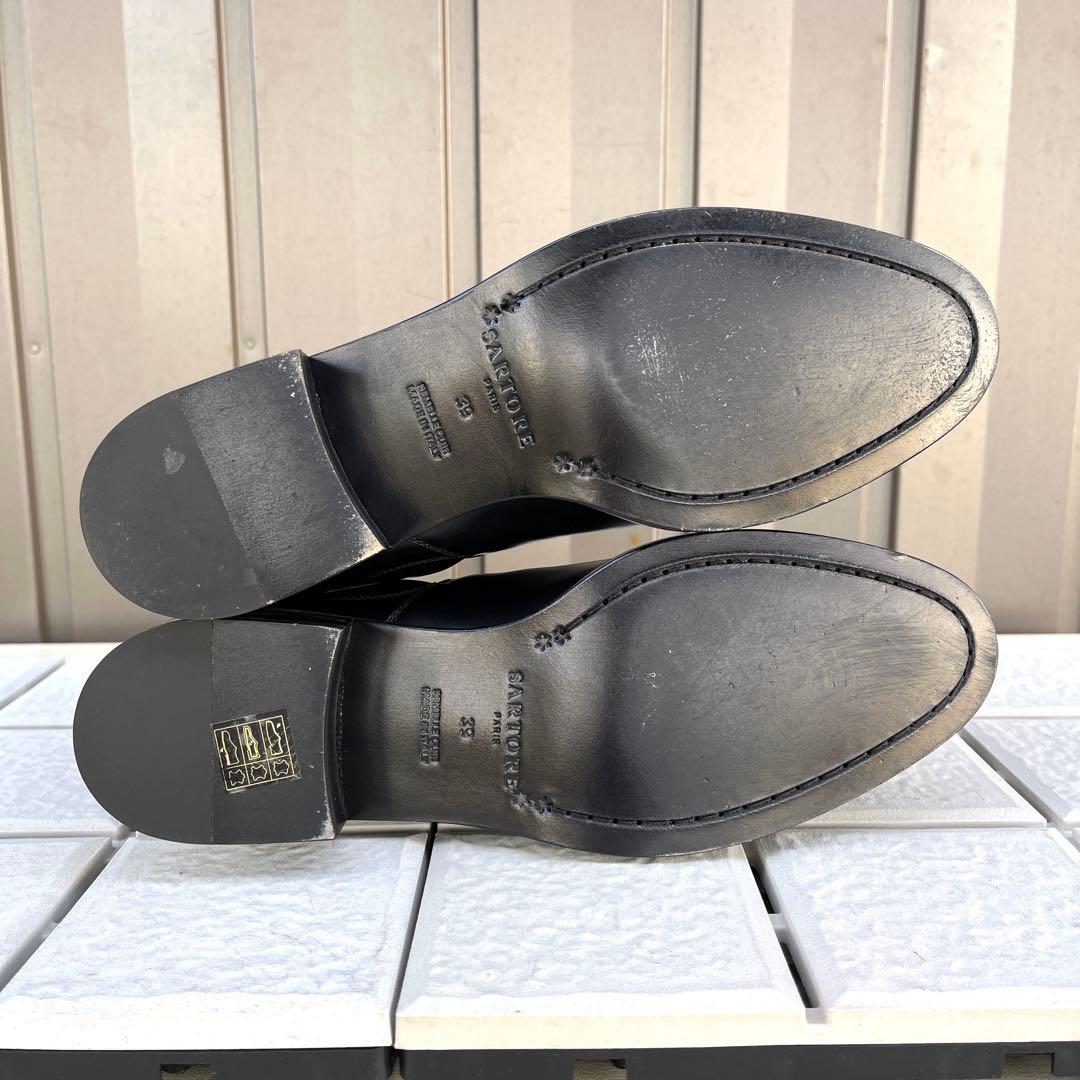 39 SARTORE サイドゴア　ショートブーツ　黒　大きいサイズ　25.5