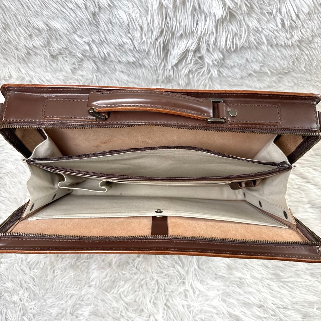 コンプレックスガーデンズ 2way ブリーフケース 青木鞄 オールレザー 茶色