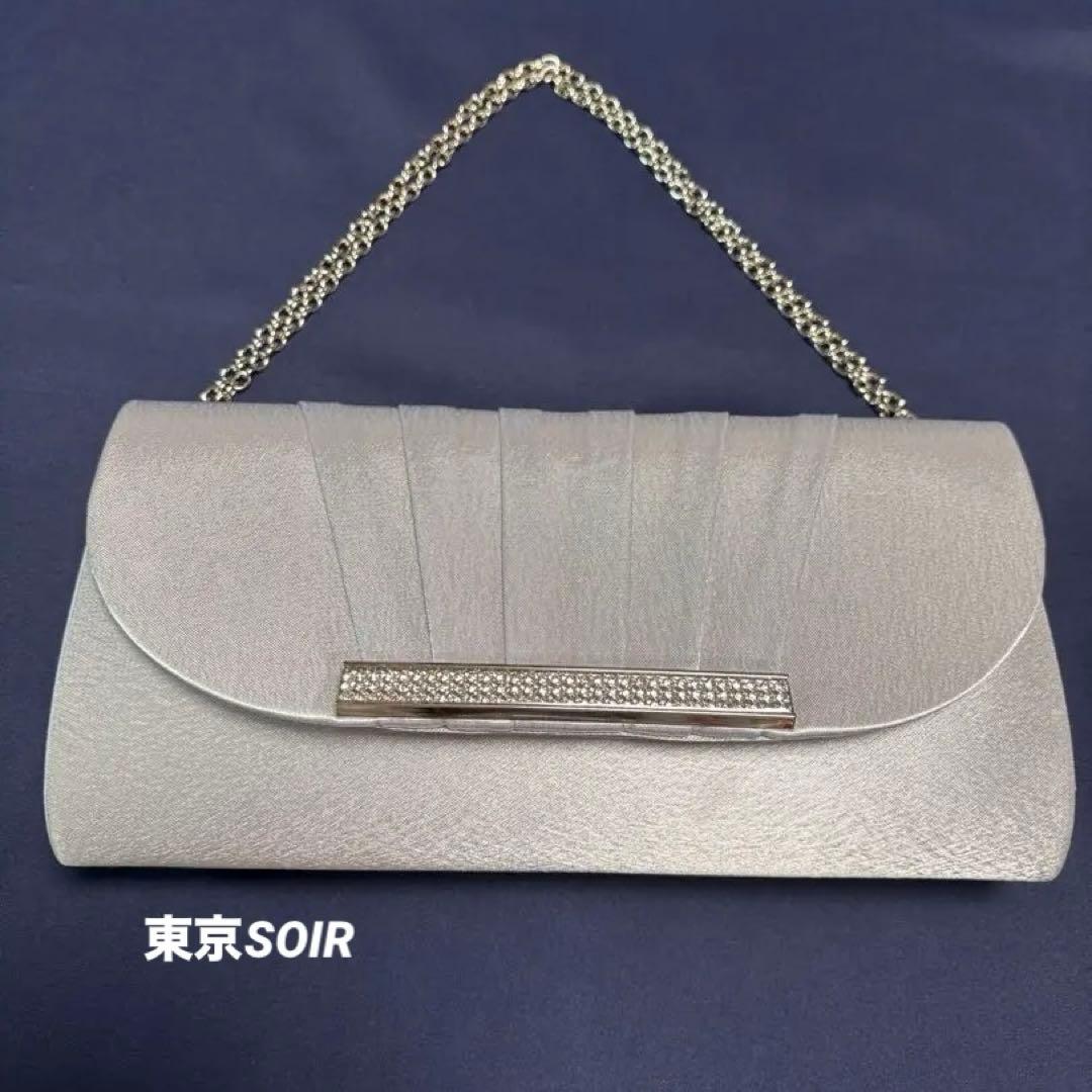 東京ソワール　パーティーバッグ シルバー系