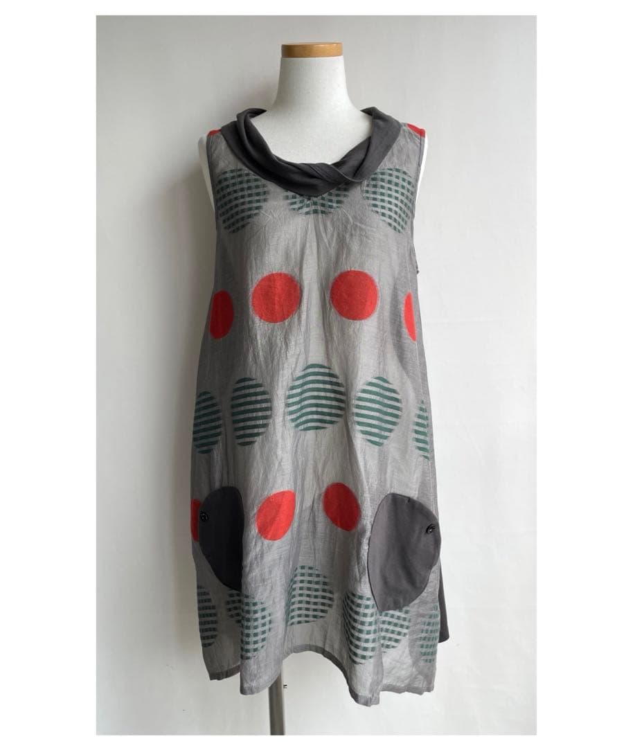 極美品✨センソユニコ　t.b ティービー　切り替えチュニック　シルク　ドット模様