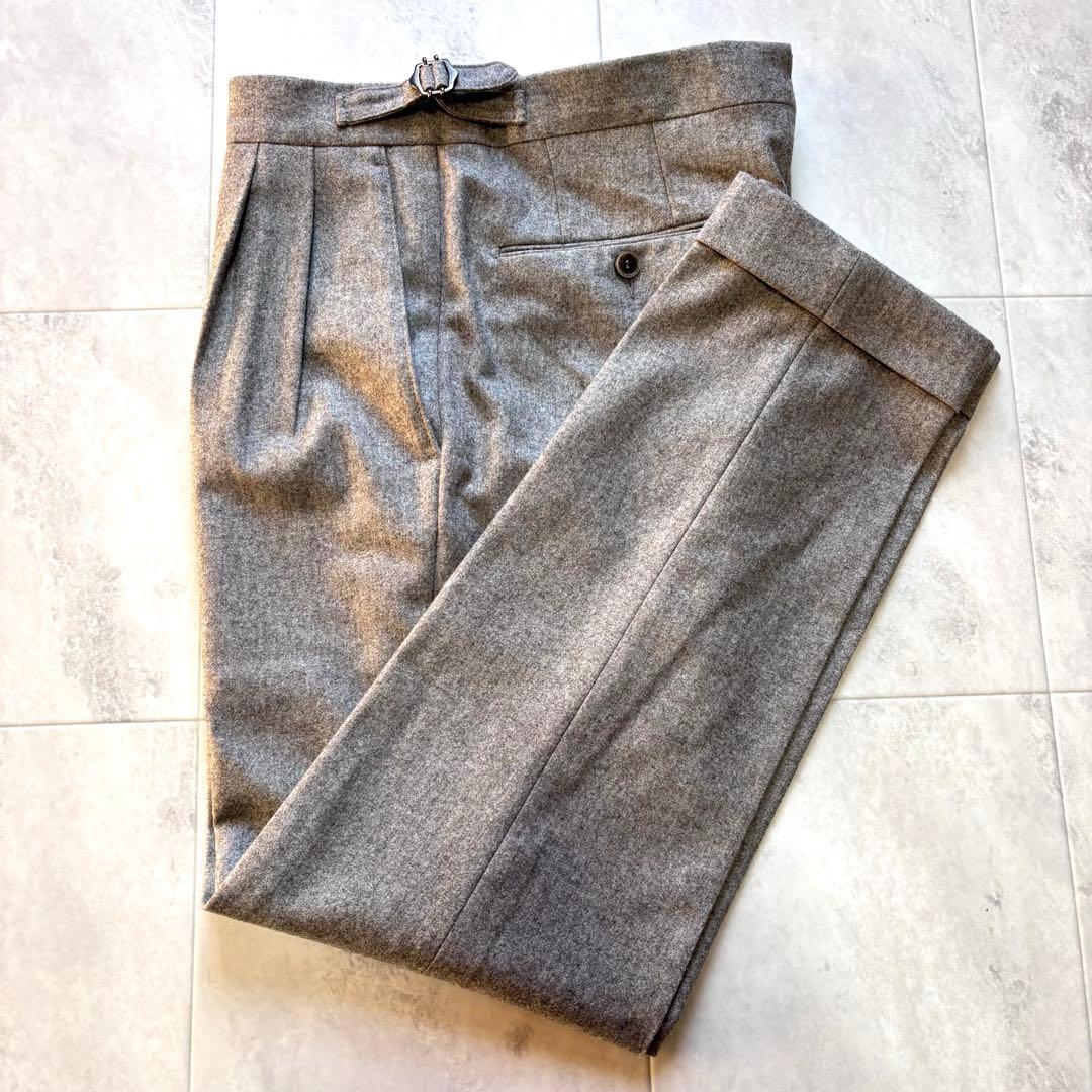 【極美品】GERMANO カノニコ ウールフラノサイドアジャスターパンツ 44