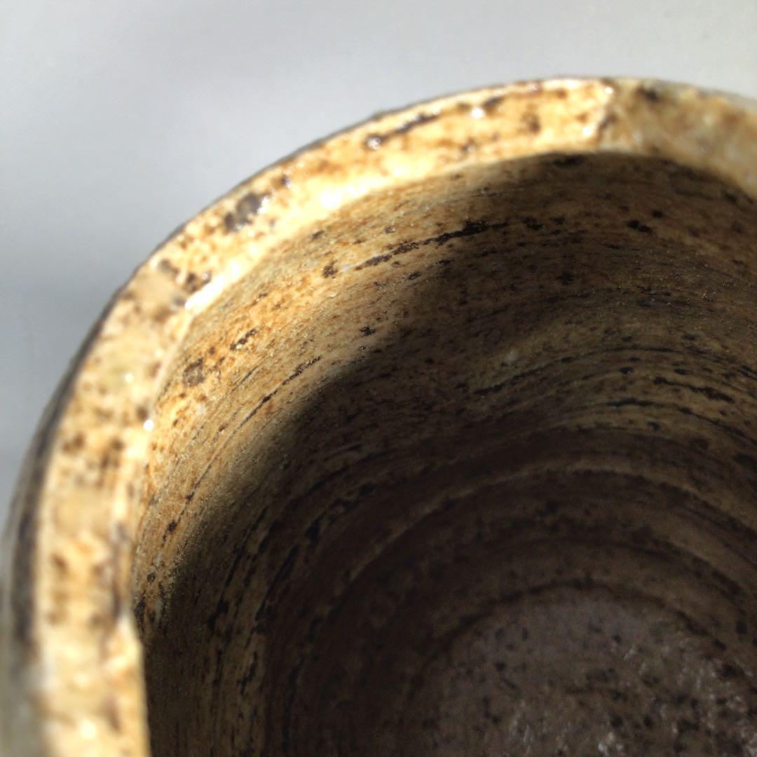 Ｎ４２７　茶器　『川本了生造』『美濃伊賀』『縞葡萄唐草仕覆付』　共箱　茶道具