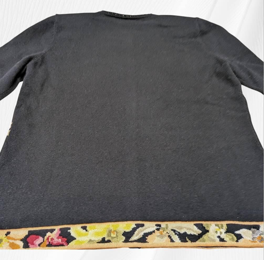 LEONARD レオナール 花柄 カシミヤ混 カーディガン ＬＬ