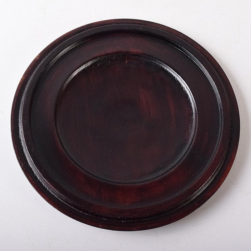 たまご中国　書道具　端渓硯　圓硯　唐木蓋付　C　7575