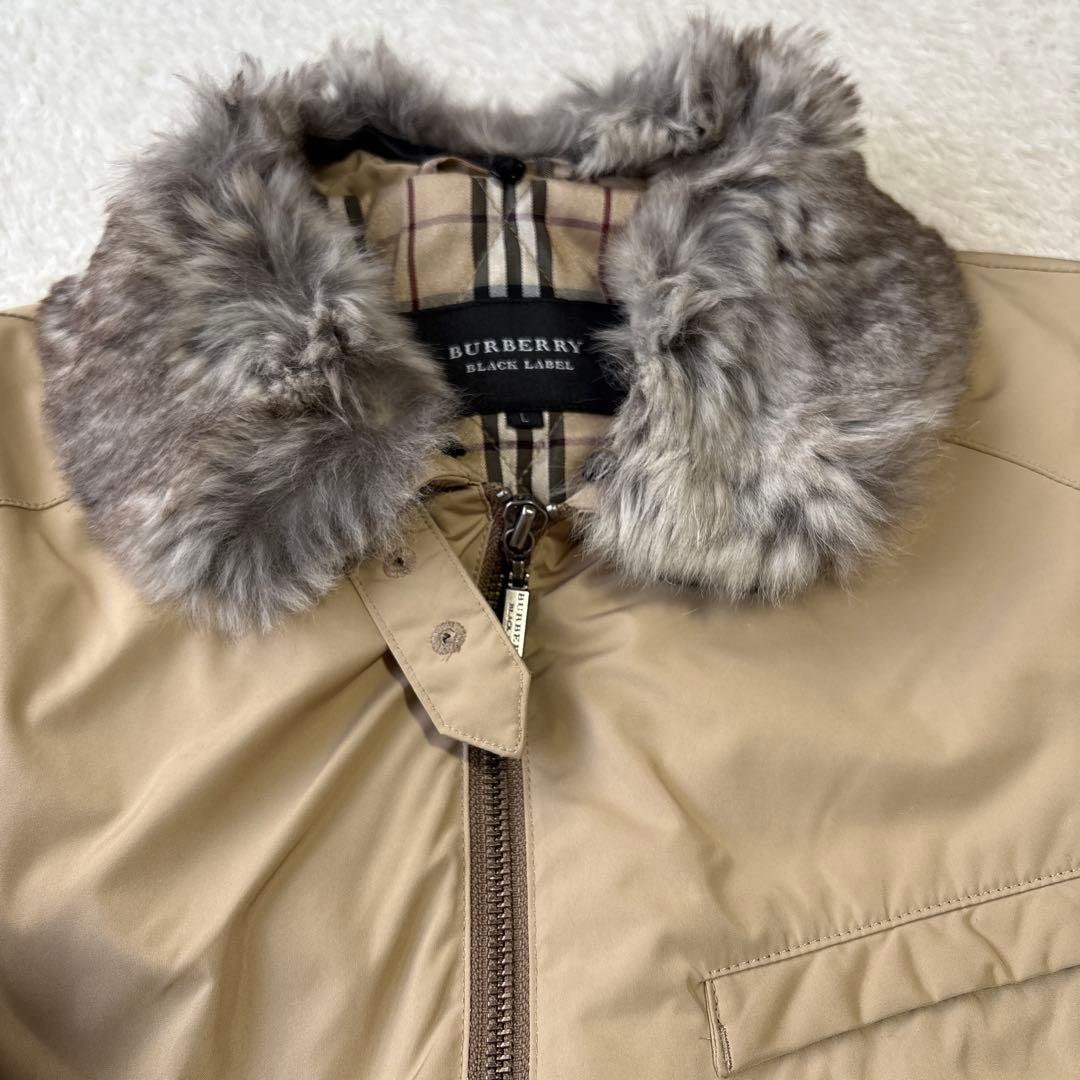 【Ｌサイズ】バーバリーブラックレーベル 中綿 ジャケット ラビットファー
