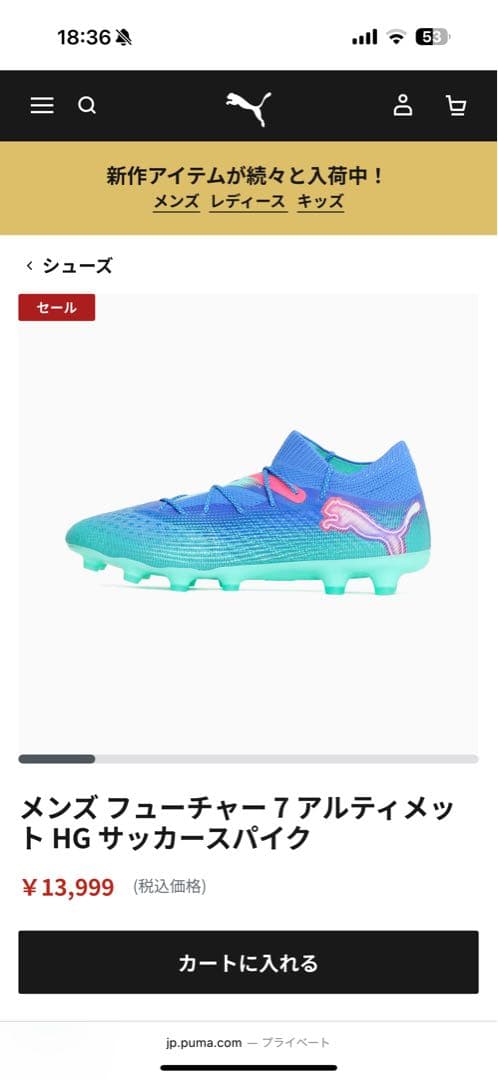 新品 プーマ スパイク フューチャー 7 ULTIMATE HG/AG 27cm