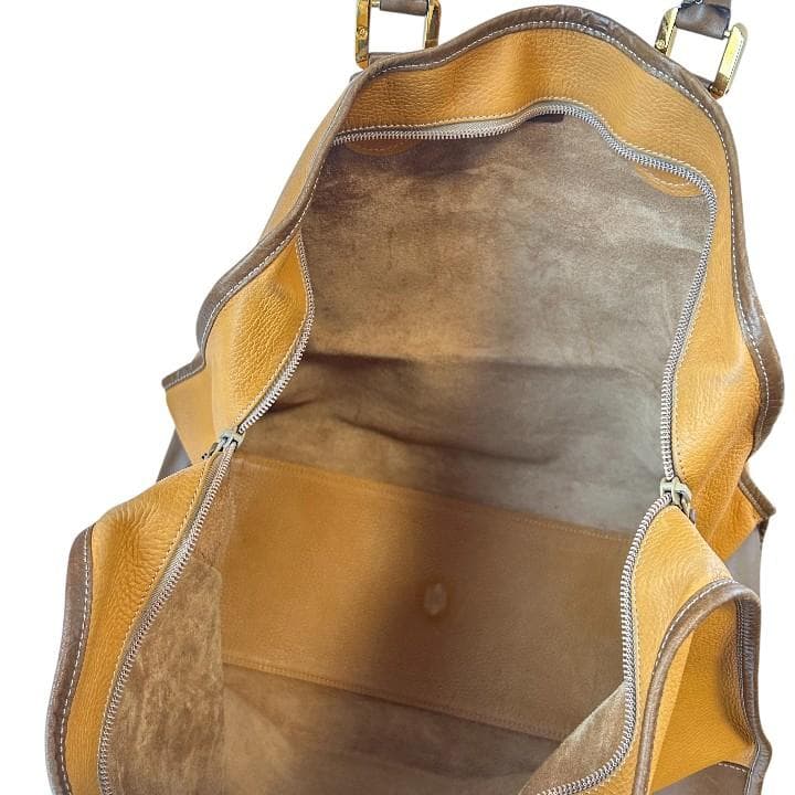 LOEWE ロエベ アナグラム レザー ボストンバッグ ブラウン系 50cm