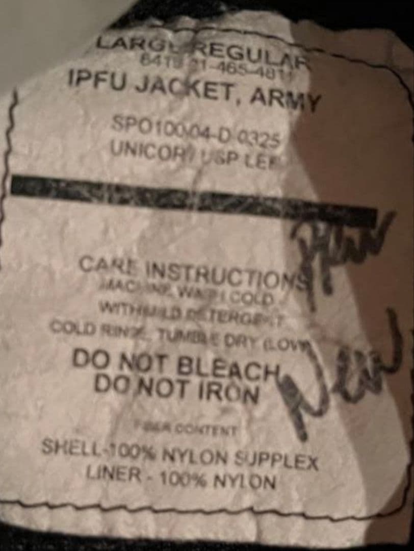 【実物】米軍 IPFU ジャケット 後染めチャコール L-R / お直し済