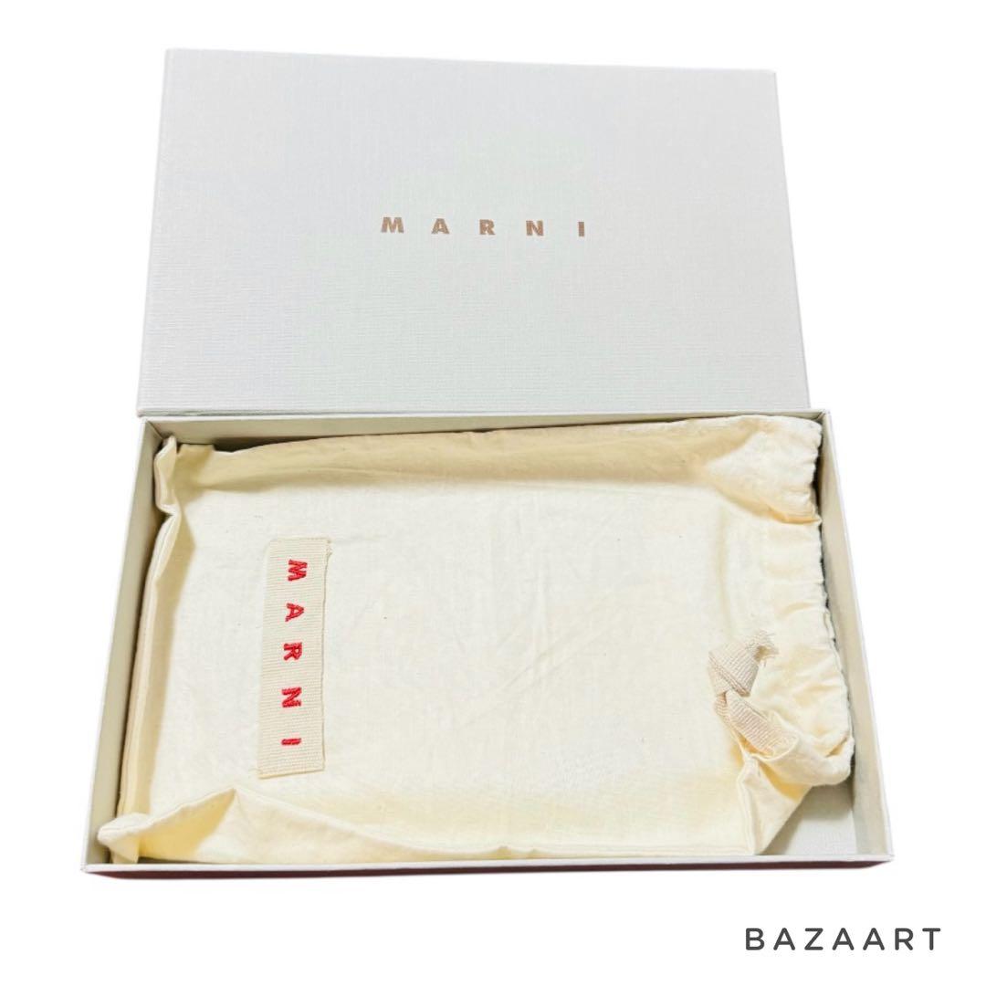 MARNI マルニ 折りたたみ 長財布 レザー ネイビー ブラック 黒 箱付き