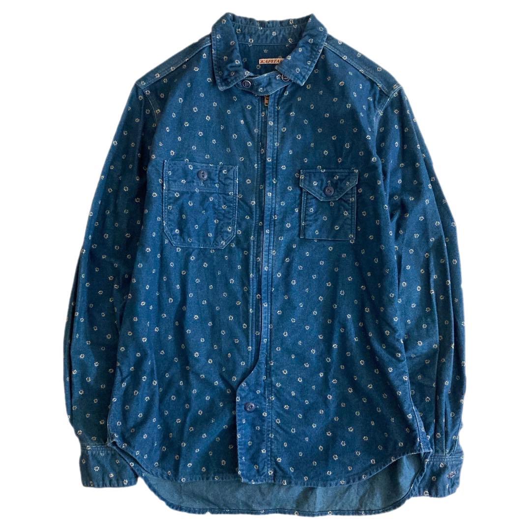 KAPITAL キャピタル ヴィンテージ加工 IDG 小花 ジップアップ シャツ