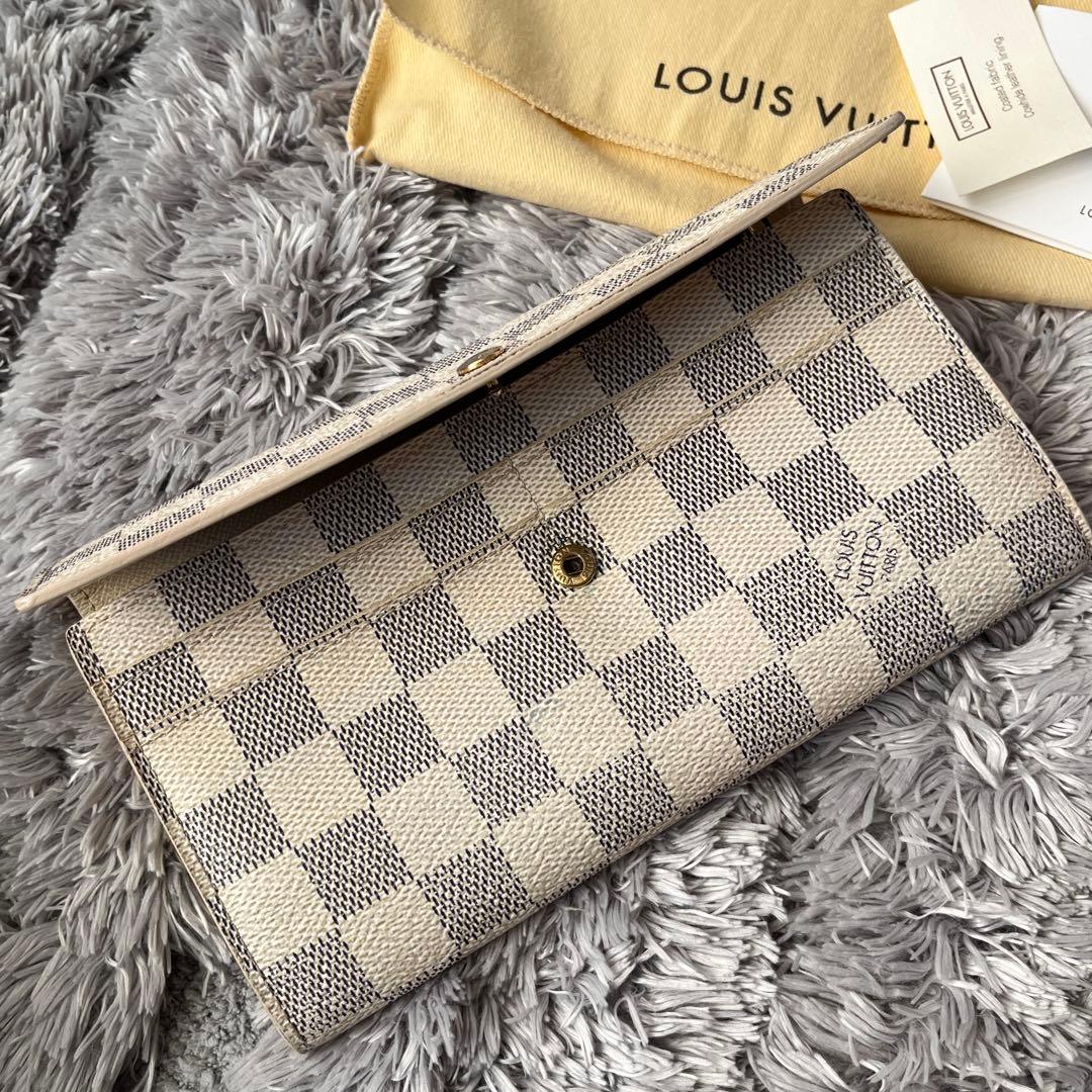 ルイヴィトン　ダミエアズール　長財布　ポルトフォイユサラ　ホワイト