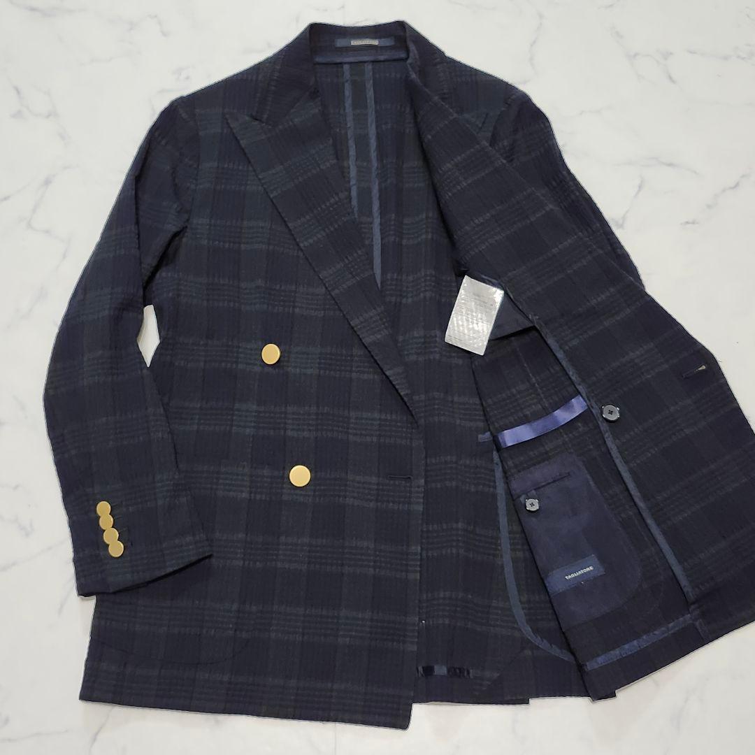 タリアトーレ　ウェストン　テーラードジャケット　ダブル　金ボタン　シアサッカー