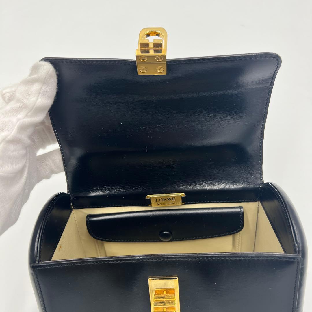 極美品 ロエベ トップハンドル ハンドバッグ アナグラム バニティ フォーマル