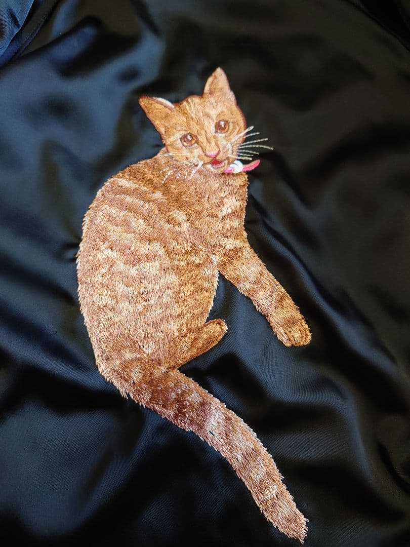 かおりん★ mmts 猫刺繍リバーシブルスカジャン レディース 黒