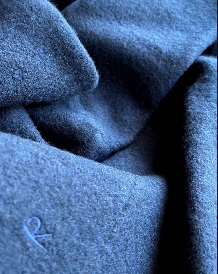 45R ウール100％ フロート縮絨ハイネックニットフレアチュニック極美品