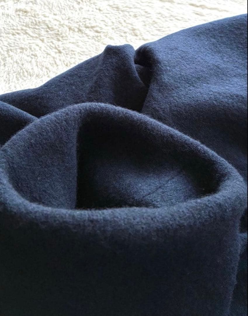 45R ウール100％ フロート縮絨ハイネックニットフレアチュニック極美品