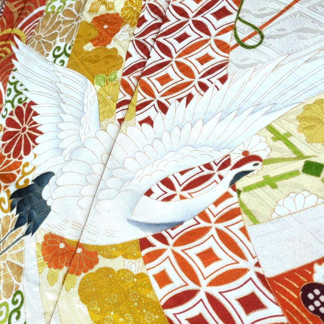 正絹 薄卵 舞鶴刺繍 吉祥 振袖ドレス