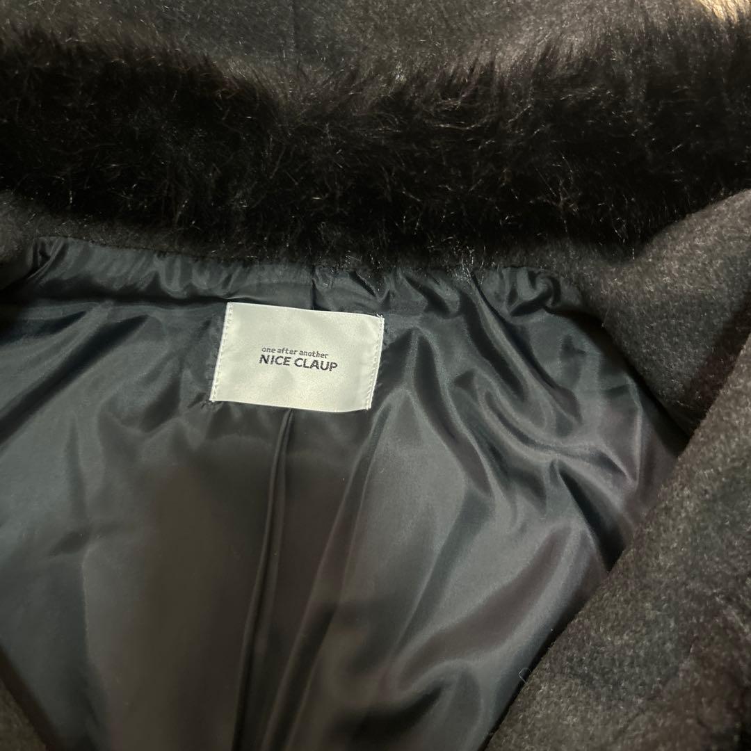 新品 フードフェイクファービジューミドルコート nice clupナイスクラップ