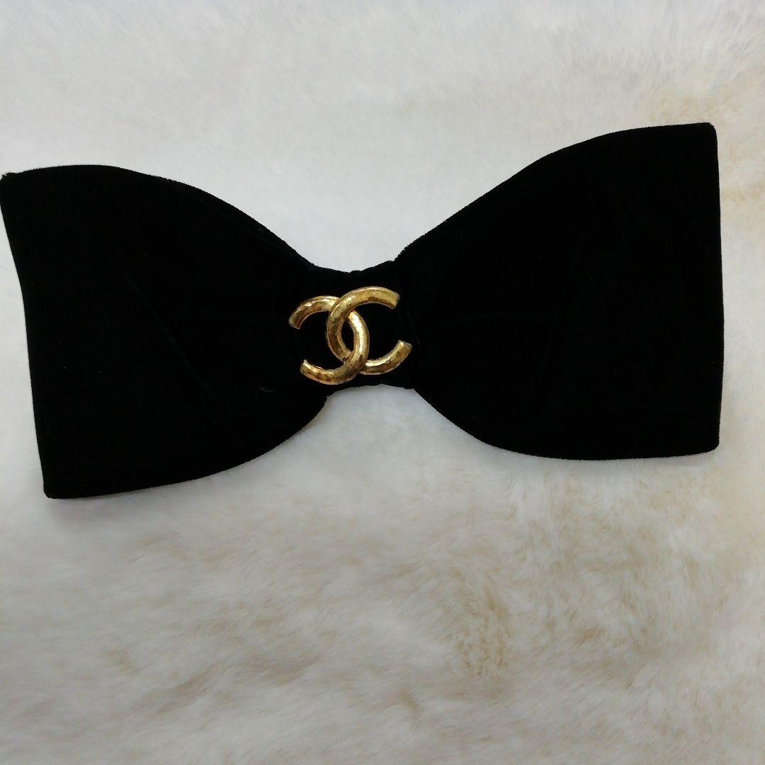 【シャネル】バレッタ　レア　BLACKリボン