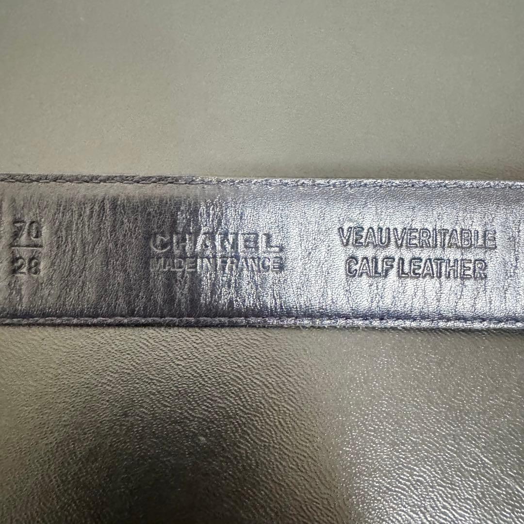 【美品】シャネル CHANEL ベルト レザー ココマーク ダークネイビー 希少