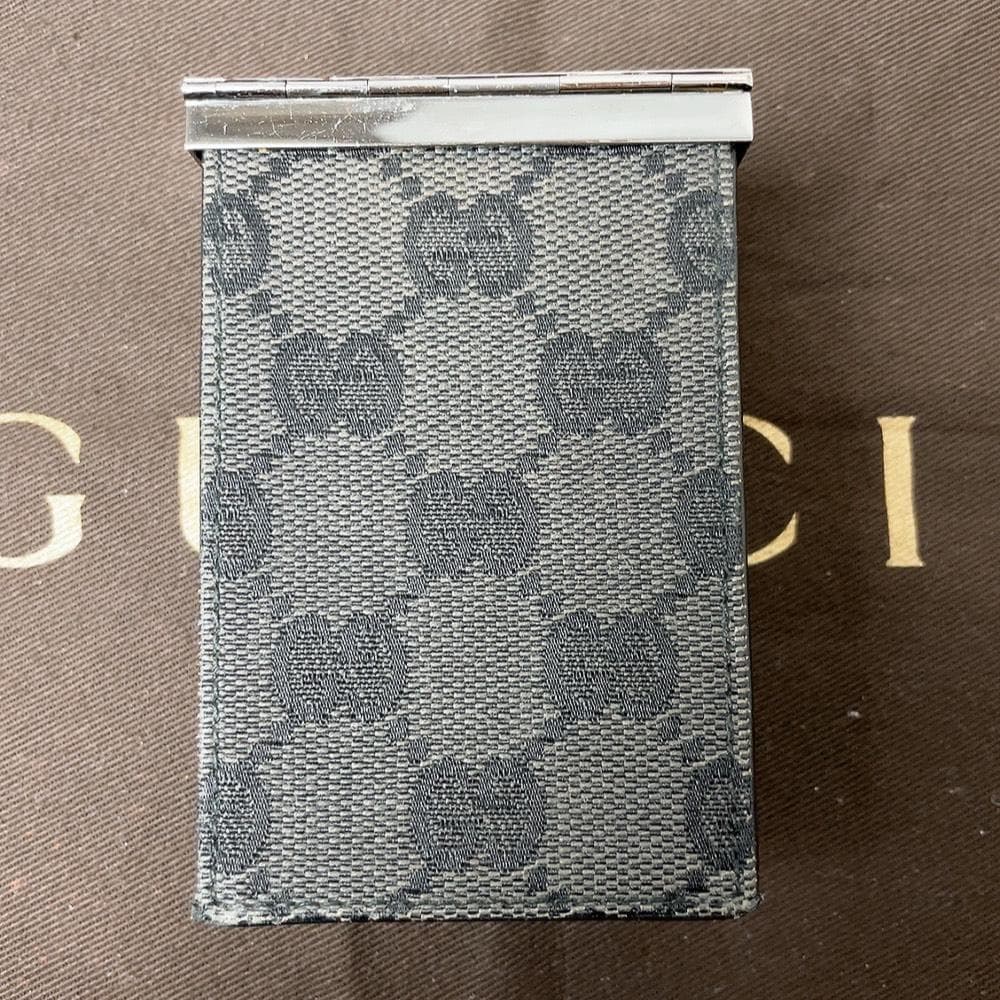 箱付き GUCCI シガレットケース GGキャンバス ブラック 黒 123033