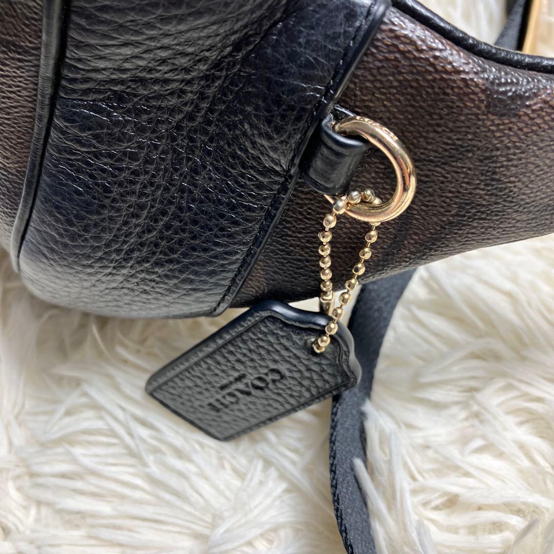 COACH＊ ウエストバッグ レザー シグネチャーブラウン
